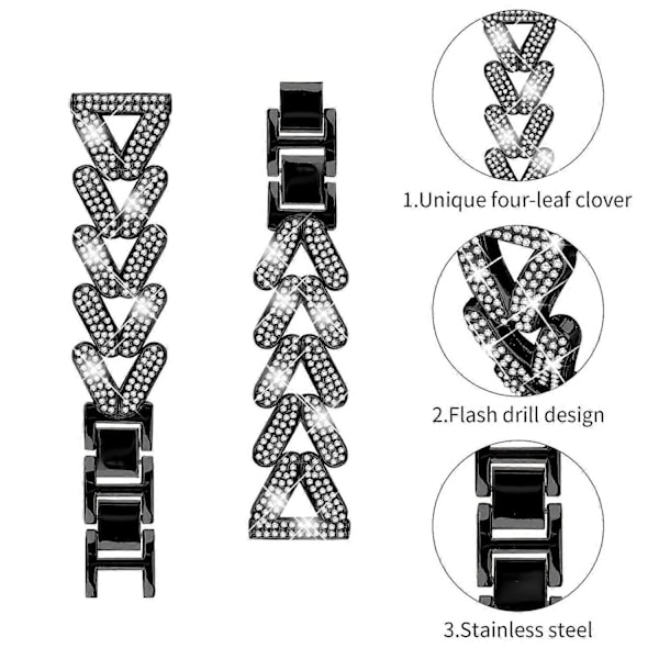 Vridbar armband i zinklegering med strassdekoration för Honor MagicWatch 2 42mm Style B