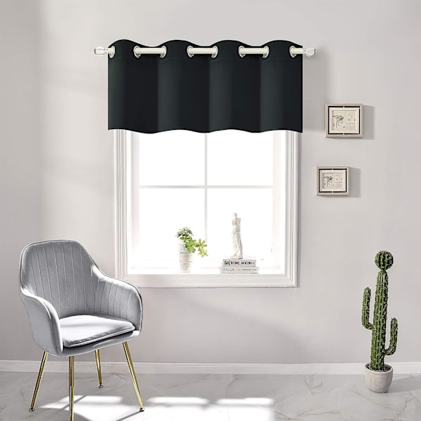 Blackout-gardiner for vindusbehandlinger 45,72 cm lengde Solid Insulated Grommet Top for soverom og bad 1 panel 132,88 x 45,72 cm 2 stykker