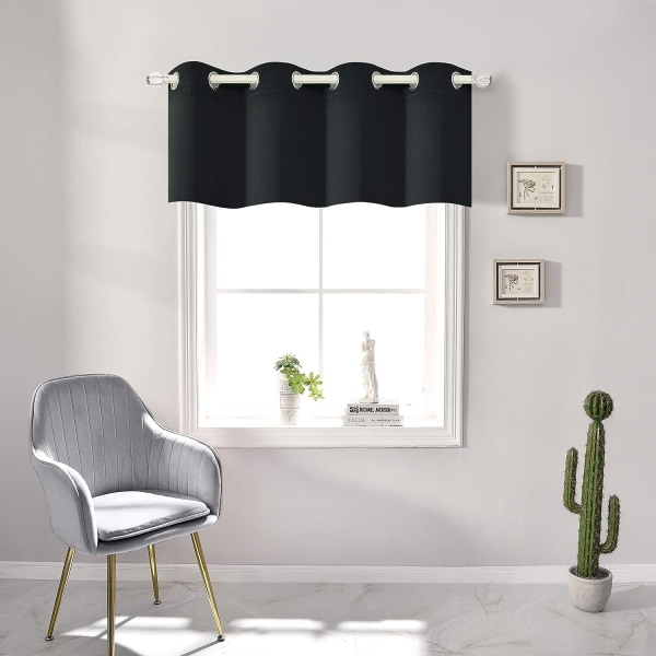Mörkläggningsgardiner för fönsterbehandlingar 45,72 cm längd Solid Insulated Grommet Top för sovrum och badrum 1 panel 132,88 x 45,72 cm 2 stycken