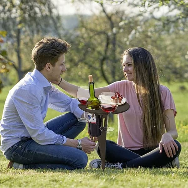 Strandbord, picknickvinställ, hopfällbart bärbart vinbord, hopfällbart