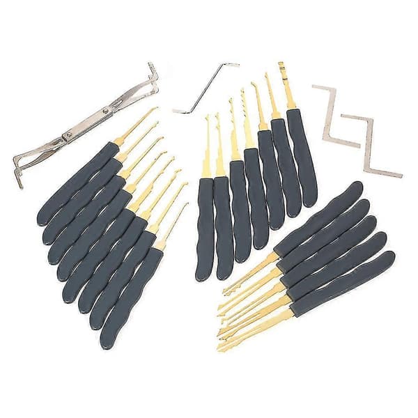 24pcs Professional Lock Picking Tool Set Practice Lock Kit with Leather Case for Locksmith Beginners