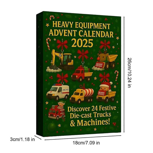 2026 Jikaix Julekalender til børn Drenge 24 trykstøbte lastbiler Maskiner Jule-nedtællingskalender Samleobjekter Miniaturekøretøjer til julepynt 1 Set