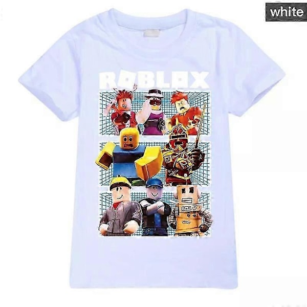 Ny Sommer Casual Kort Ermet T-skjorte Roblox Barn Bomulls T-skjorte Topp for Gutter og Jenter 140 White