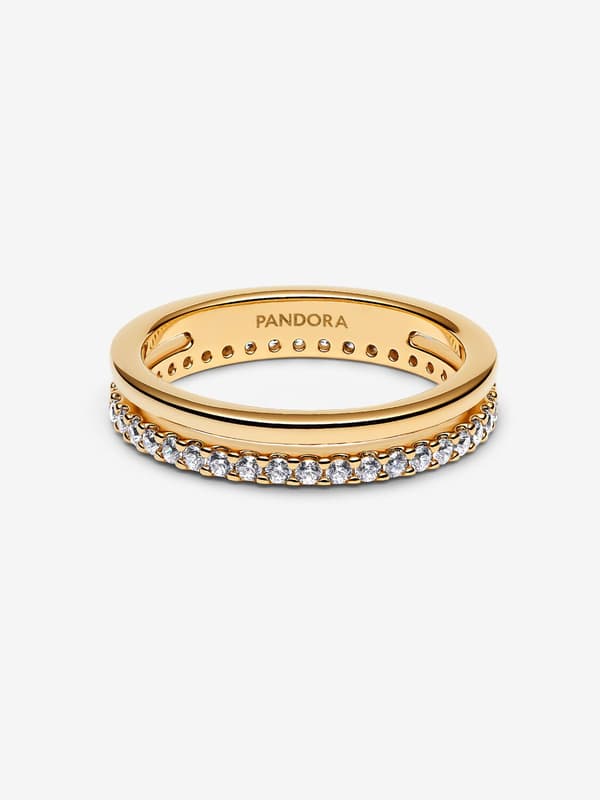 Pandora - Dobbelt række ring - 14k guldbelægning Circumference: 54mm