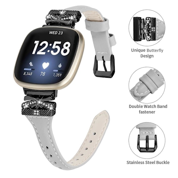 Typ C Svart Spänne Armband för Fitbit Versa 3/4/Sense/Sense 2 Fjärilskontakt Smartwatch Style C