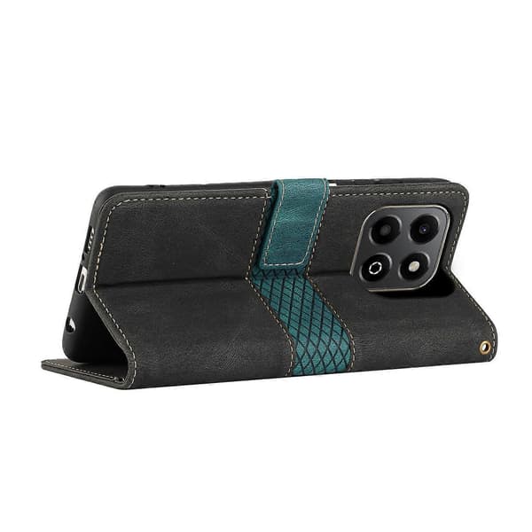 For Honor X6b 4G Leather Case Grid Splicing Stand Wallet Phone Case (Style D)