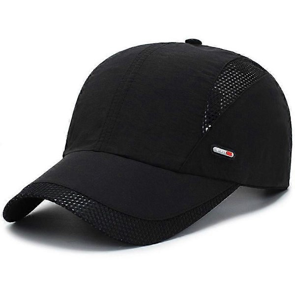 Herrarnas Snabbtorkande Sportkeps med Stor Brätte, UV-Skydd, Mesh Taffeta, Svart