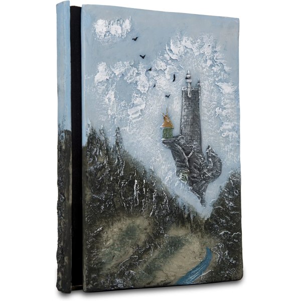 3D Relief Notebook Journal Writing Embossed Notebook Journal Handmade Daily Notepad Antique Travel Diary(7.3\" x 5.1\" (Blå-slott)