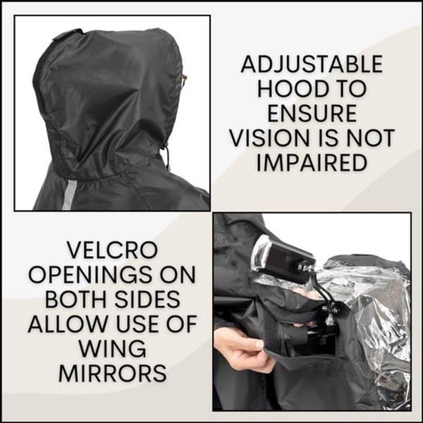 Luksus Poncho til El-scooter - Let Regnponcho med Vindue - Universal Pasform (163 x 141 cm) - Ideel til Regnbeskyttelse