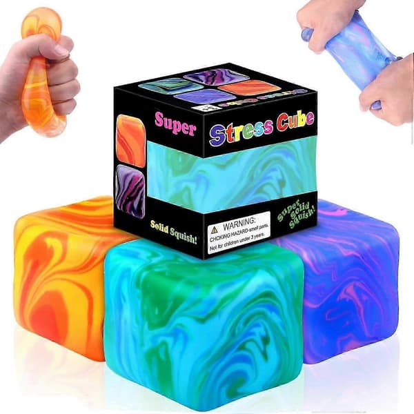 3 STK Fidget Legetøj Squishy Stress Terning, Kæmpe Stressbolde til Børn Voksne Squishy Angst Stressaflastning Is Fidget Terning Sukkerbolde, Sensorisk Legetøj til