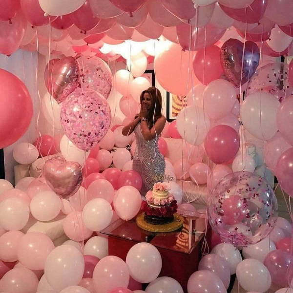 Födelsedagsdekoration Flicka Grattis på födelsedagen Garlandballonger Set med rosa ballonger, silkespapperspumpar Rosa