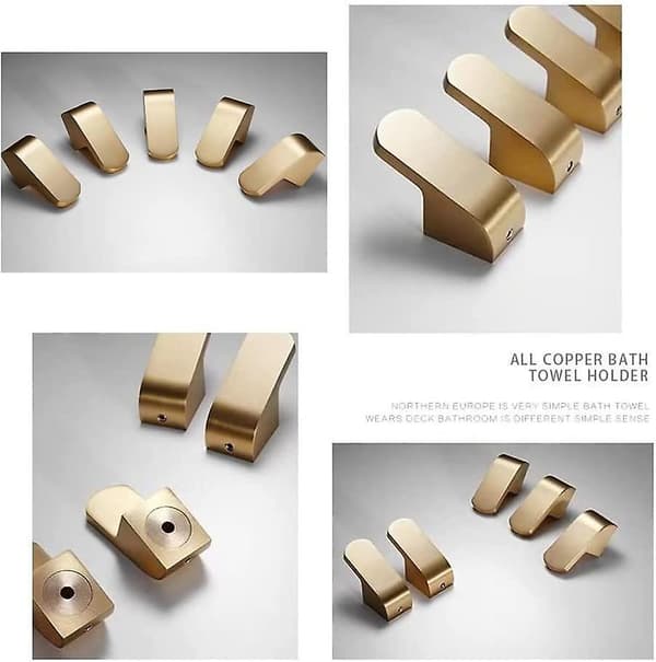 Bathroom Hook Set with 2 Single Towel Hooks for Bathroom, Kitchen, Bathrobe, Coat, Hat, Wall Hook with Screws, Gold
