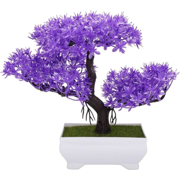 Kunstig Bonsai Træ Falsk Plante Dekoration Blomst Potteplante Hjemmekontor Dekoration Falsk Potteplante (Lilla Ceder)