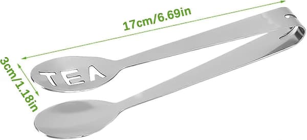 Teklype i rustfritt stål med langt håndtak, ergonomisk infuserklype for løs te og teposer