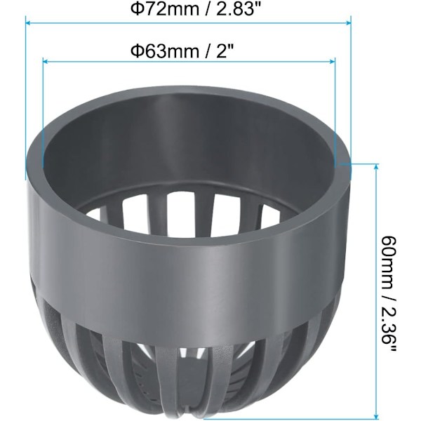 2 tommer (ca. 5,1 cm) Atrium afløbsristdæksel, 3-pak runde udendørs UPVC kloakafløbsfittingadapter til dræningssystemer, grå