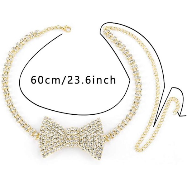 Boho Rhinestone Choker Halskjede Sølv Krystall sløyfe Halskjeder Fest Smykker Tilbehør for Kvinner og Jenter