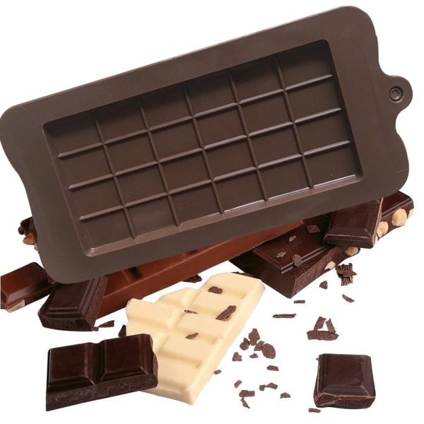 4 stk. silikone chokoladeforme, 12 gitre + 24 gitre bræk fra hinanden non-stick belægning slikform bageplade