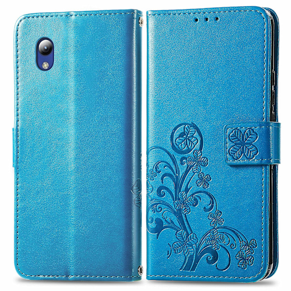 Firkløver Lås Læder Etui Til ZTE Blade A31 Lite Blue