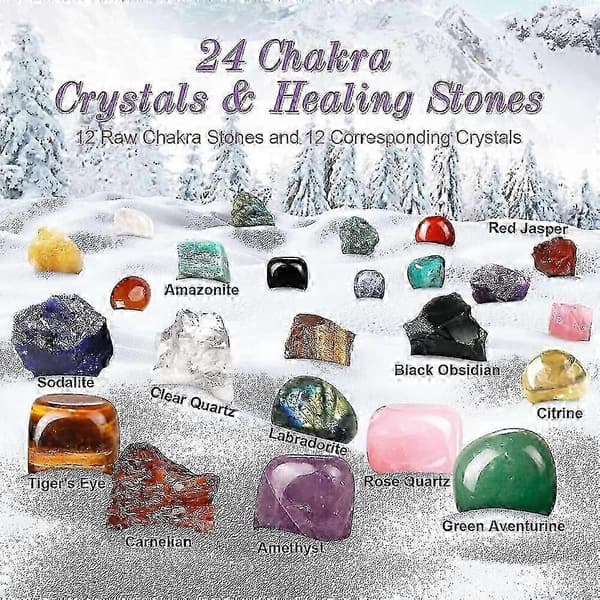 2026 Julekalender Krystaller 24 Dage Jule Nedtælling Chakra Krystaller & Helbredende Sten