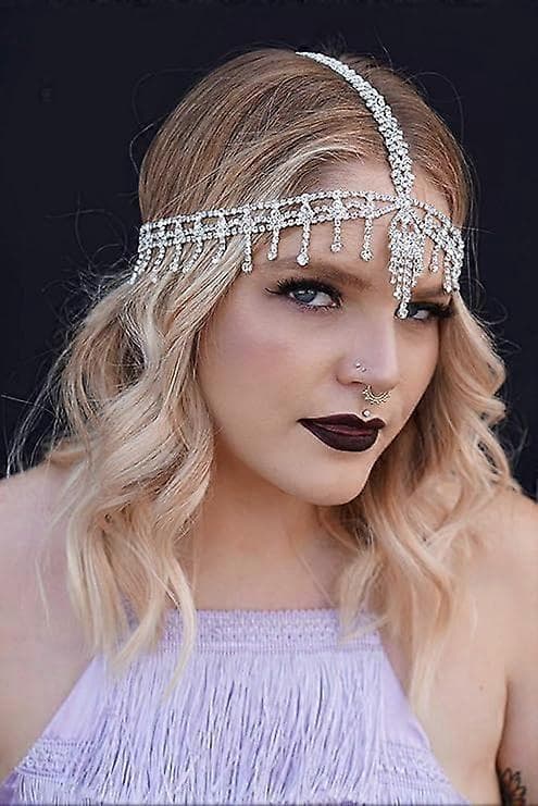 Pannebånd Hodeplagg Rhinestone 1920-talls Pannebånd Flapper Hårtilbehør til Kostymefest Hodehette Sølv