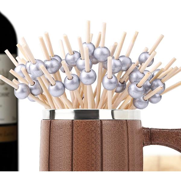 200 st cocktailpinnar, fina cocktailtandpetare för aptitretare, bambuscocktailspett för aptitretare bröllopsfest tandpetare (4,7 tum)