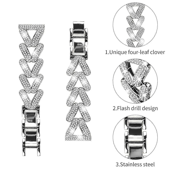 Vridbar armband i zinklegering med strassdekoration för Garmin Approach S40/Forerunner 158 klocka Style E