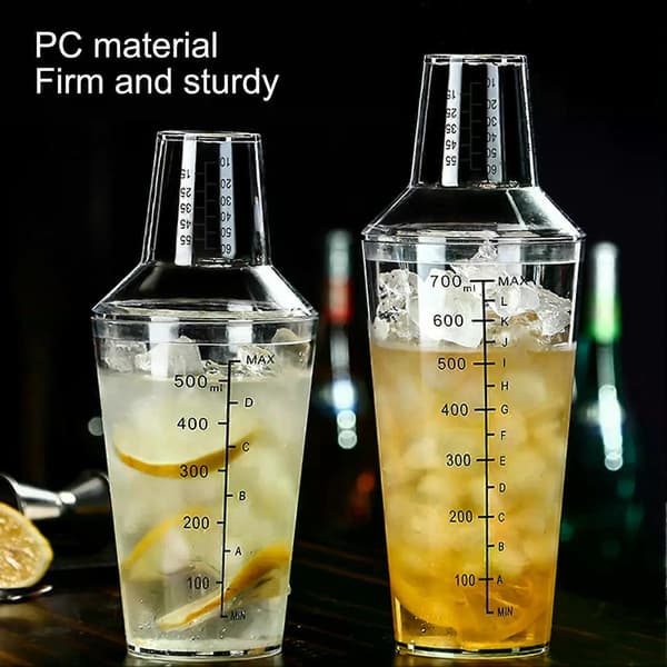500ml/700ml Cocktail Shaker Set Clear Scale Standard Capacity Prevent Spills Transparent Shaker Mixer PC for Bar Bartender Tools