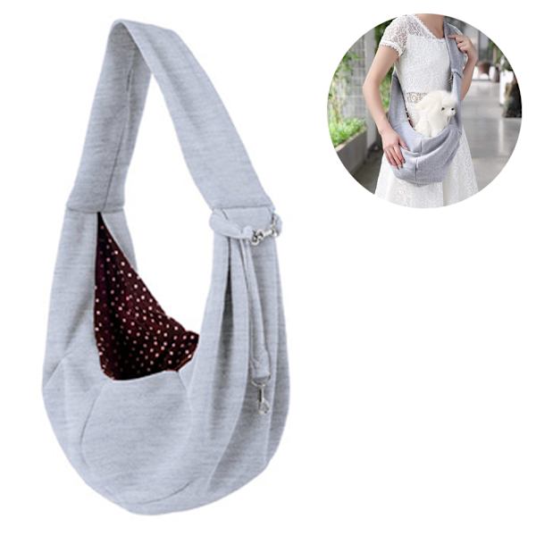 Hund og katt slynge bærer – Håndfri reversibel kjæledyr Papoose Bag - Justerbar - Myk pung og tote design – Egnet for valp-grå
