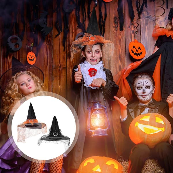 Heksehatt til Halloween-kostymerekvisitter 4 stk. tilbehør til høytidsfest