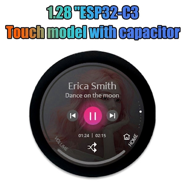 2X ESP32-C3 Utvecklingskort 1.28 Tums Rund LCD-Skärm Pekskärm med Wifi Bluetooth-Modul