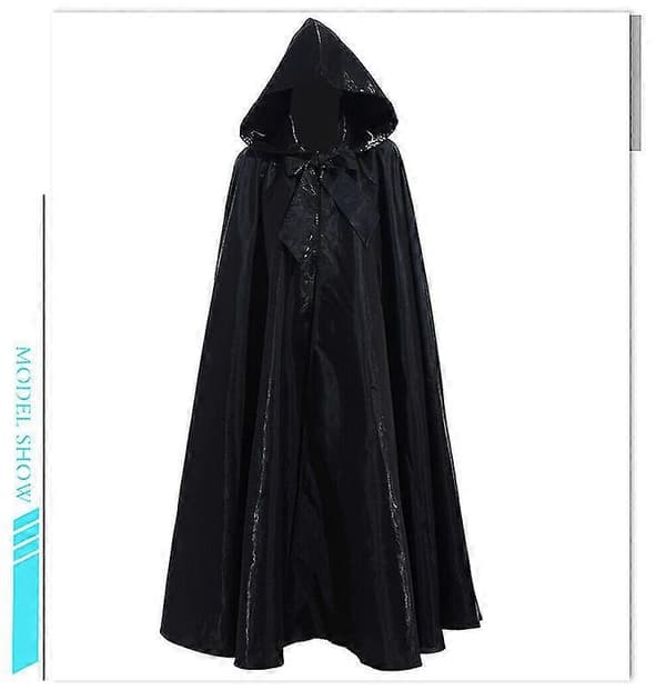 Middelalderkappe Kappe Trollmannskappe Død Cosplay Kostyme S-2xl black S