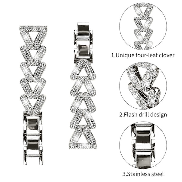 Vridbar armband i zinklegering med strassdekoration för TicWatch 2 Style D
