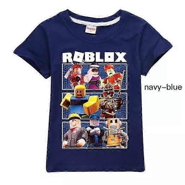 Ny Pojkar Flickor Sommar Casual Kortärmad T-shirt Roblox Barn Bomulls T-shirt Topp 170 Navy blue
