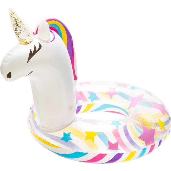 Inflatable unicorn pool float Pool toys Unicorn swimming ring with sequins Water party Beach leisure inflatable raft Children and adults White