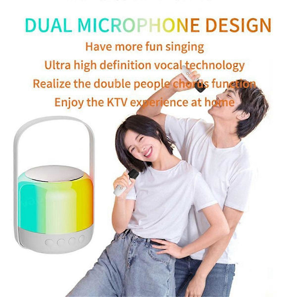 RGB-valo Bluetooth 5.3 -kaiutin langattomilla kaksoismikrofoneilla KTV DSP -järjestelmä 3D HIFI Stereo Surrou