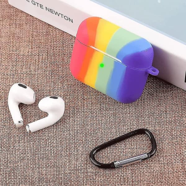 Rainbow - Protective Case Compatible with Airpods 3 [Rainbow Silicone Case] [with Snap-on Shockproof].