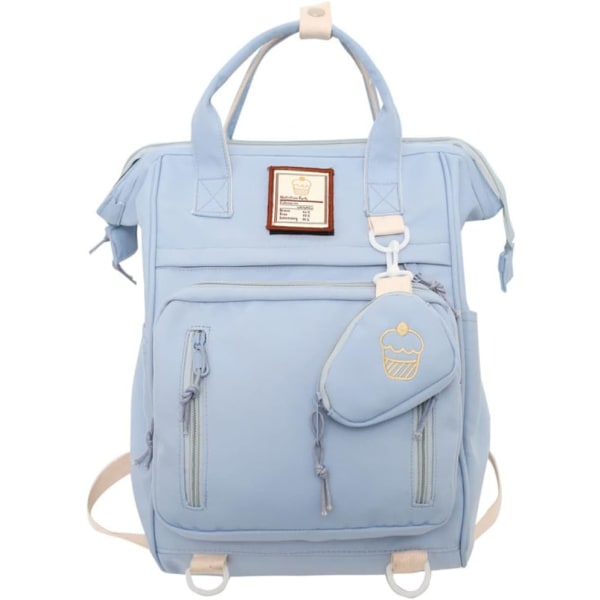 Estetisk ryggsäck för Shcool Ryggsäck för flickor Bokväskor för kvinnor Estetiska ryggsäckar för flickor med ombytesficka (blå)