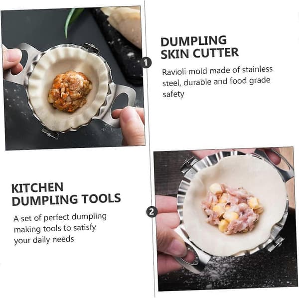 Sæt med 2 stk. dumplingformere i rustfrit stål til nem fremstilling og bagning af dumplings