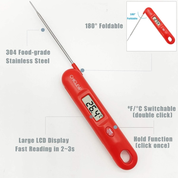 Digitalt kjøkkentermometer, øyeblikkelig avlesning digitalt matlagingstermometer, profesjonelt kjøtttermometer