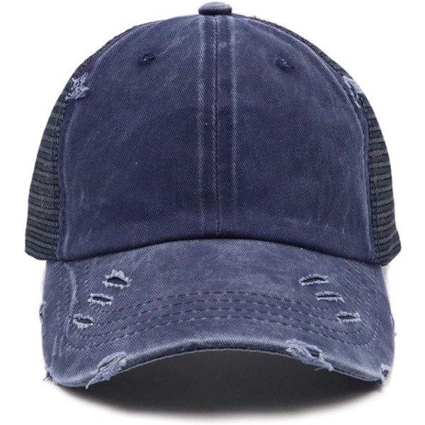 Hattar för kvinnor med hög hästsvans, rufsig bulle, slitna basebollkepsar, okonstruerade tvättade pappahattar, flickor Trucker Ponycaps