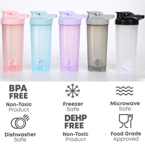 Shakerflaske med motiverende citater Protein Shaker Cup|Påsættelig beholderopbevaring