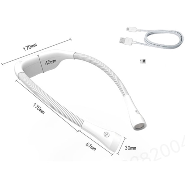 LED-halsleselampe, 3 farger, 6 lysstyrkenivåer, bøyelige armer, oppladbar, langvarig