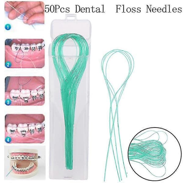 50 pcs Dental Floss Threaders Tooth Holders Between Braces Bridge Hilo