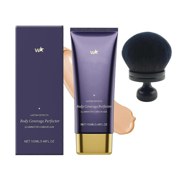 Kroppstäckande Perfector med Borste | Vattentät & Överföringsresistent Kroppsmakeup, Långvarig Tatueringstäckande Kräm för Ben & Kropp, Full Täckning Kr C