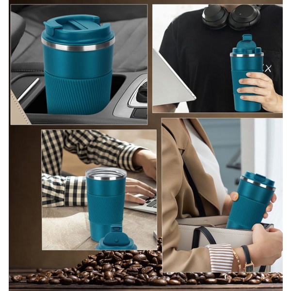 Kaffe Mugg 17oz - Isolerad Kaffe Resmugg Spill Proof med Läcksäker Lock Vakuum Rostfritt Stål Termos Kaffe Tumblers