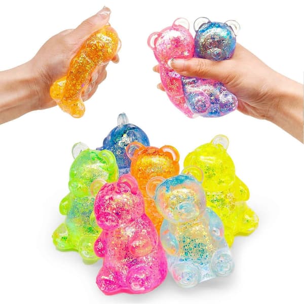 Sensorisk dekompressionsfidget – Transparent kropp med glitter – för kontor eller resor E