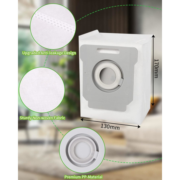 12 kappaleen pölynimuripussit iRobot Roomba i7 i7+ i3 i3+ i4 i4+ i6 i6+ j7 -imureille, lisävarusteet pölypussi iRobot Roomba Allen Clean Base -imurille