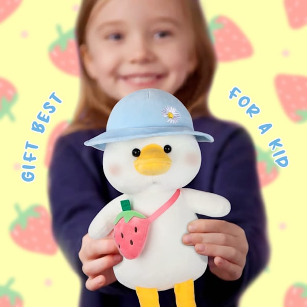 Andepude i form af en and, plysdyr, 12 tommer, blødt og fluffy krammepude, skoleand - super gave til alle aldre og lejligheder