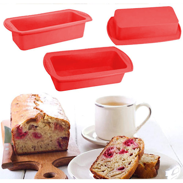 2 stk. silikone brødform, non-stick silikone bageform, nem udløsning og bageform til hjemmelavede kager, kødboller og quiche