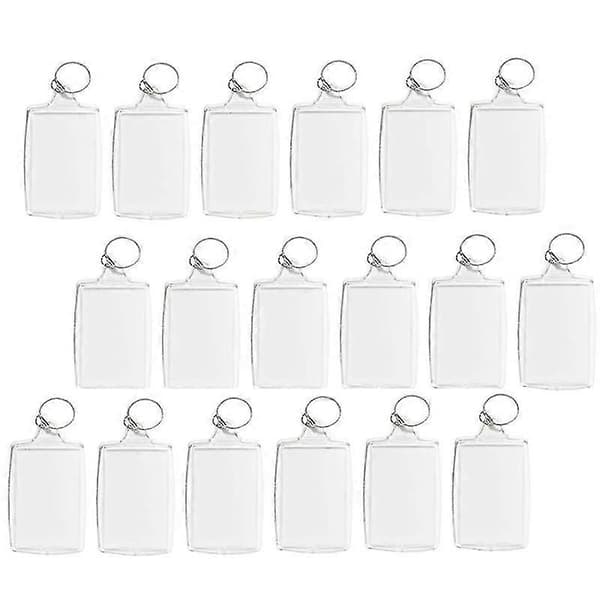 100pcs Photo Keychain Rectangle Transparent Blank Acrylic Insert Photo Picture Frame Keyring Key Ho